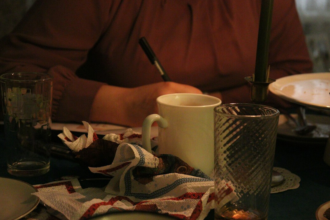 People discussing a project at a table